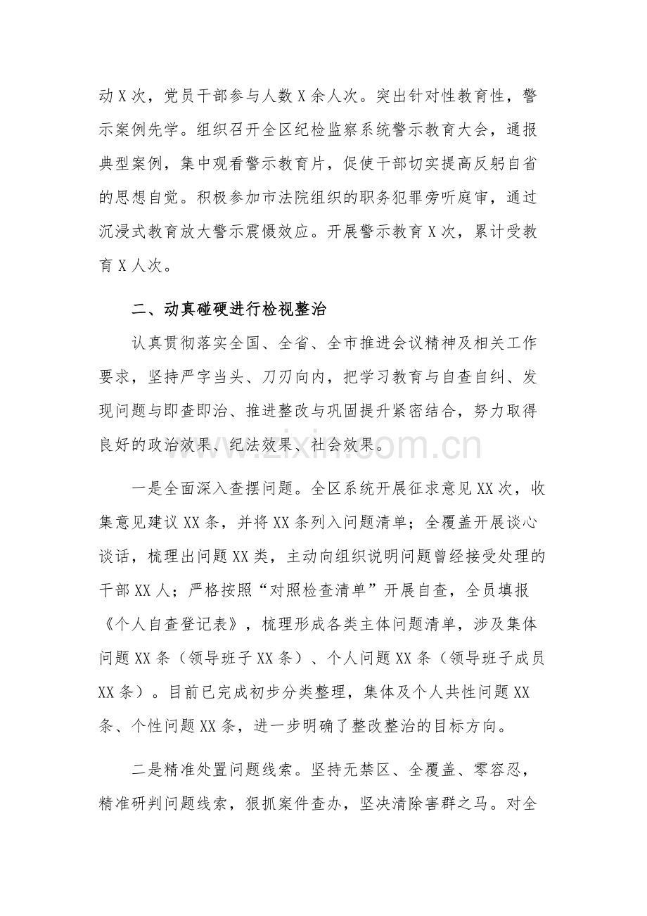 纪委监委纪检监察干部队伍教育整顿检视整治环节工作情况报告范文.docx_第2页