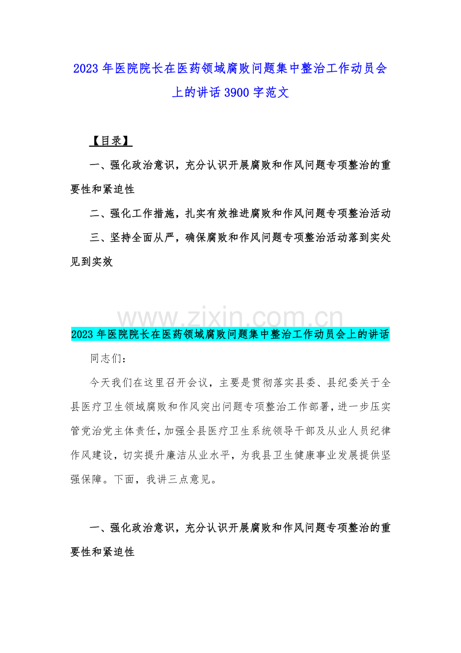 全面集中整治2023年医药领域腐败问题工作动员会上的讲话稿、情况汇报、自查自纠报告、工作实施方案、工作报告【共6篇稿】.docx_第2页