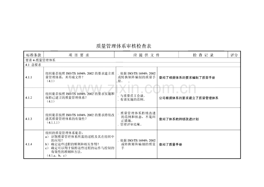 质量管理体系审核检查表.pdf_第1页