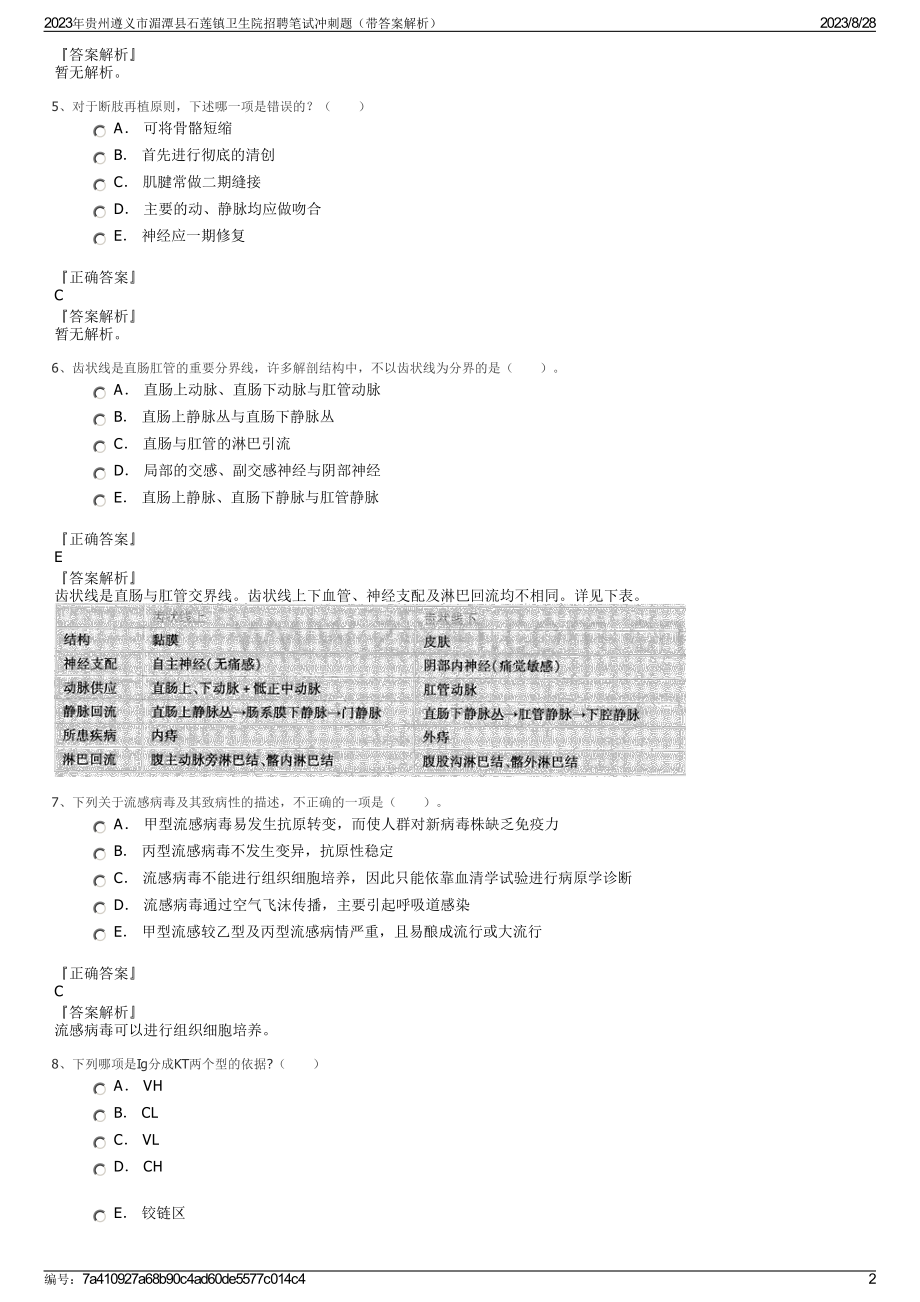 2023年贵州遵义市湄潭县石莲镇卫生院招聘笔试冲刺题（带答案解析）.pdf_第2页