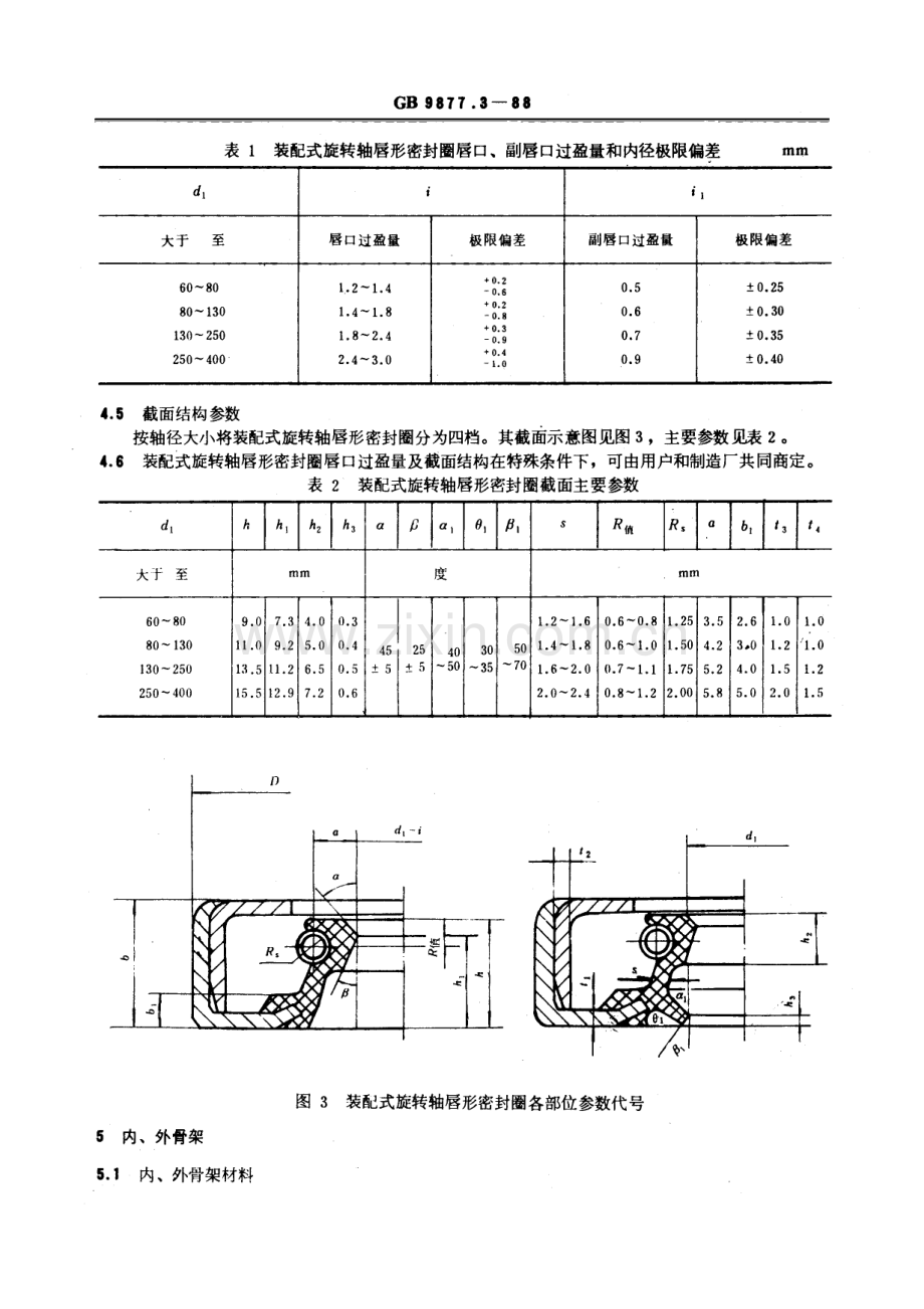 GBT 9877.3-1988 旋转轴唇形密封圈结构尺寸系列.pdf_第3页
