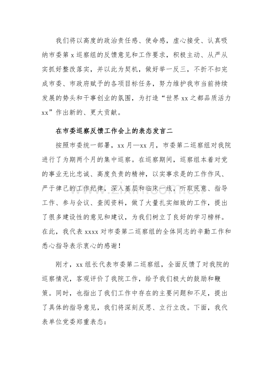 关于在市委巡察反馈工作会上的表态发言汇篇范文.docx_第3页