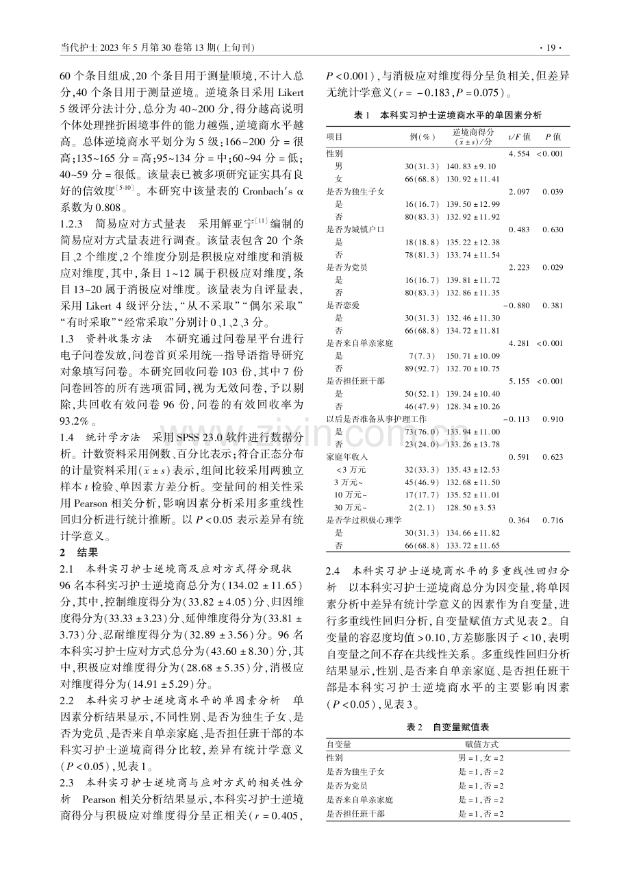 安徽省某医学院本科实习护士...境商水平现状及影响因素分析_郭雨杰.pdf_第2页