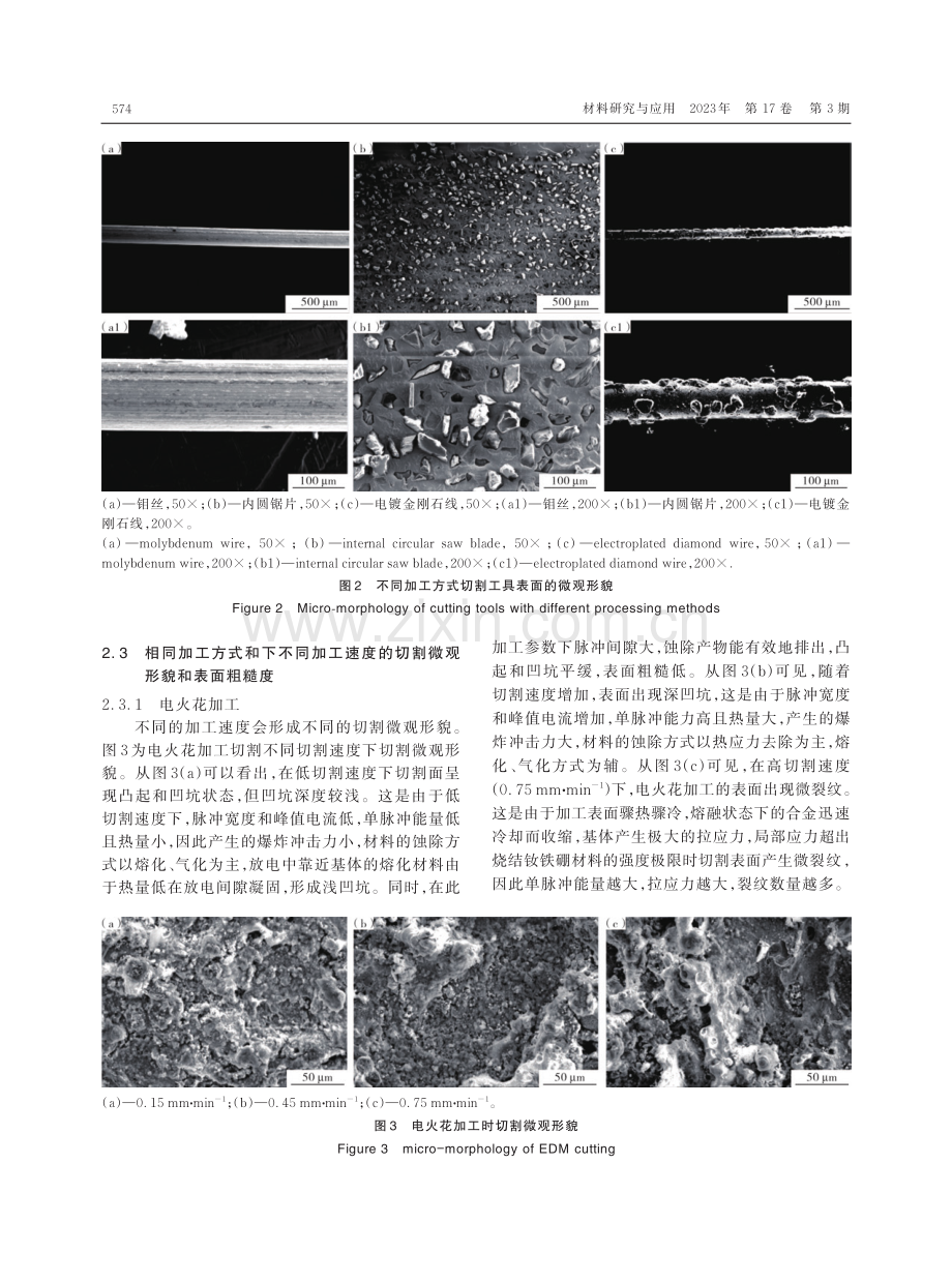 不同加工方式切割烧结钕铁硼磁体的表面微观形貌和粗糙度研究.pdf_第3页