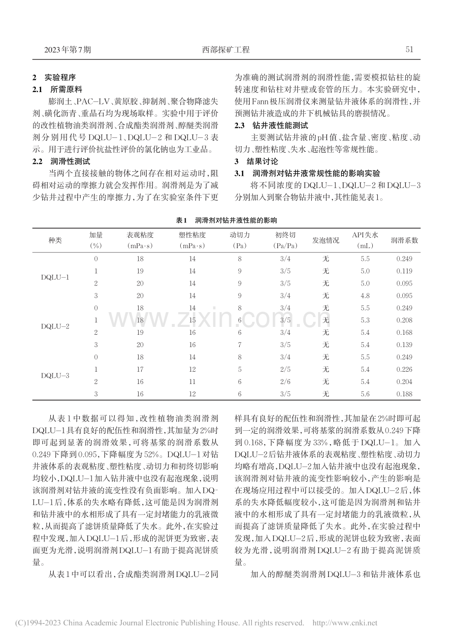 不同类型润滑剂在钻井液中的作用效果研究_王林林.pdf_第2页