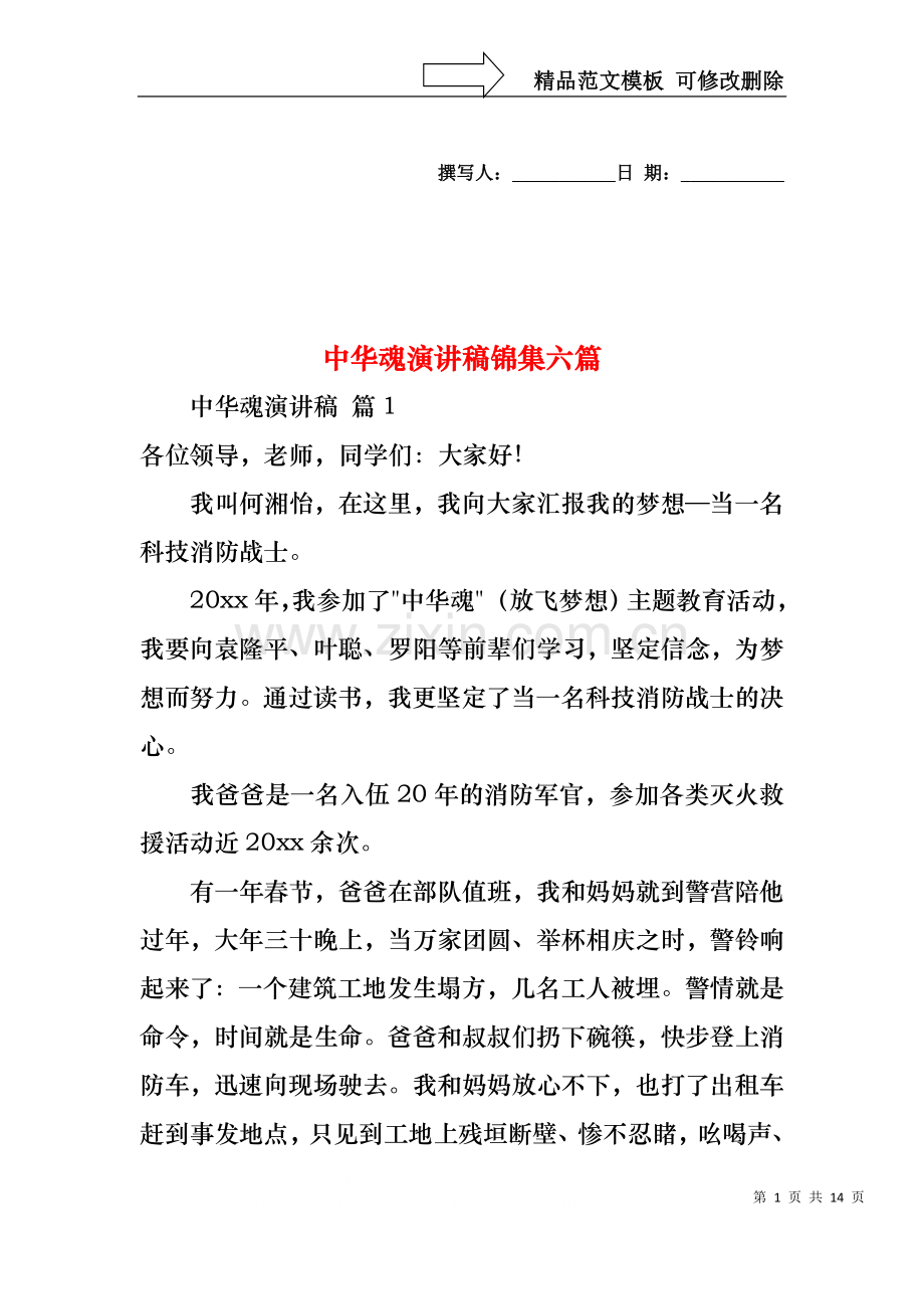 中华魂演讲稿锦集六篇2.docx_第1页