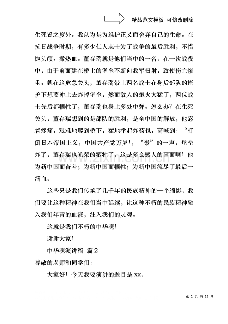 中华魂演讲稿模板集锦六篇.docx_第2页