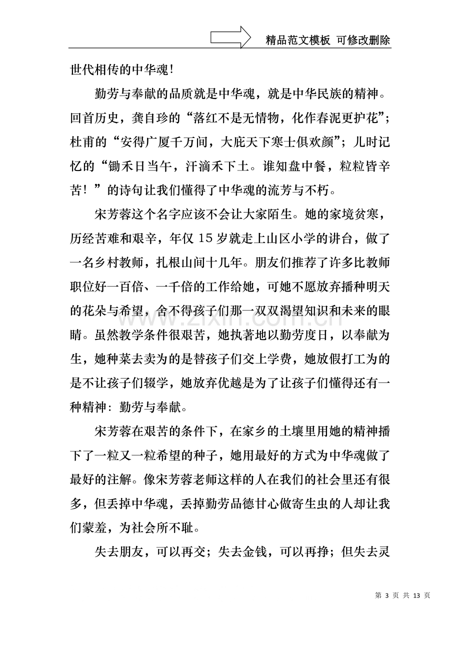 中华魂演讲稿范文汇编六篇.docx_第3页