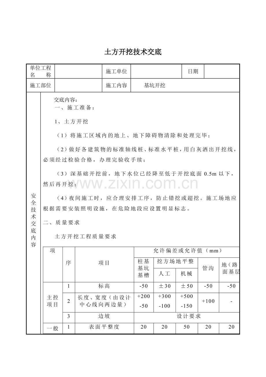 土方开挖技术交底.doc_第1页