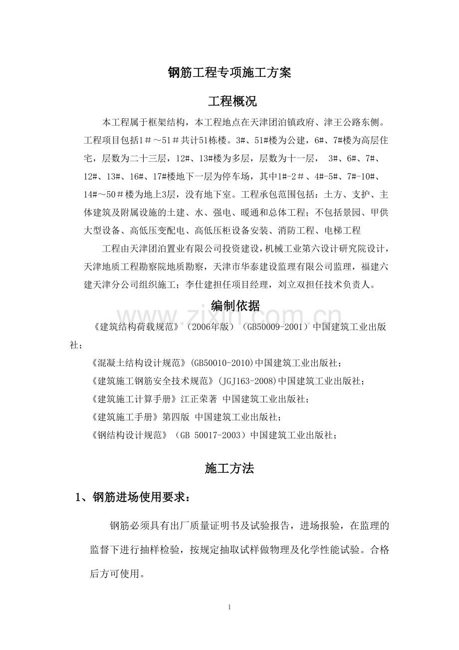 钢筋专项施工方案.doc_第1页