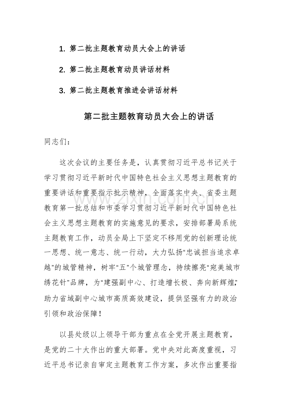 第二批主题教育动员大会上的讲话发言范文3篇.docx_第1页