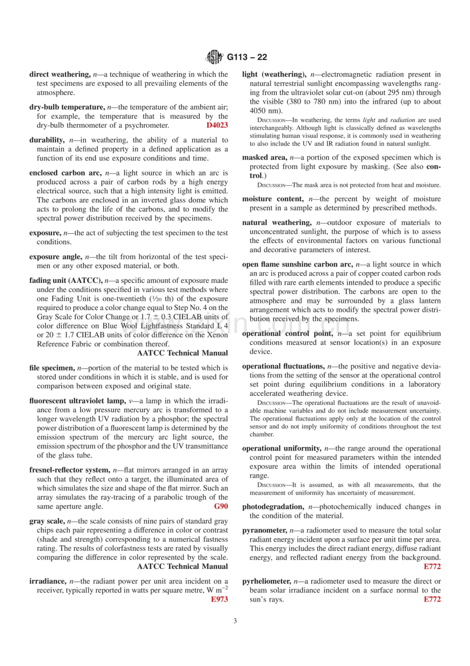 ASTM G113-22 非金属材料自然和人工风化试验的标准术语.pdf_第3页