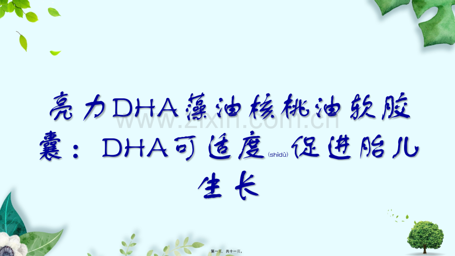 亮力DHA藻油核桃油软胶囊：DHA可适度促进胎儿生长.pptx_第1页