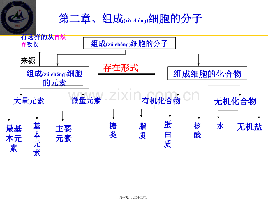 一轮复习组成细胞的元素及无机化合物概述.ppt_第1页