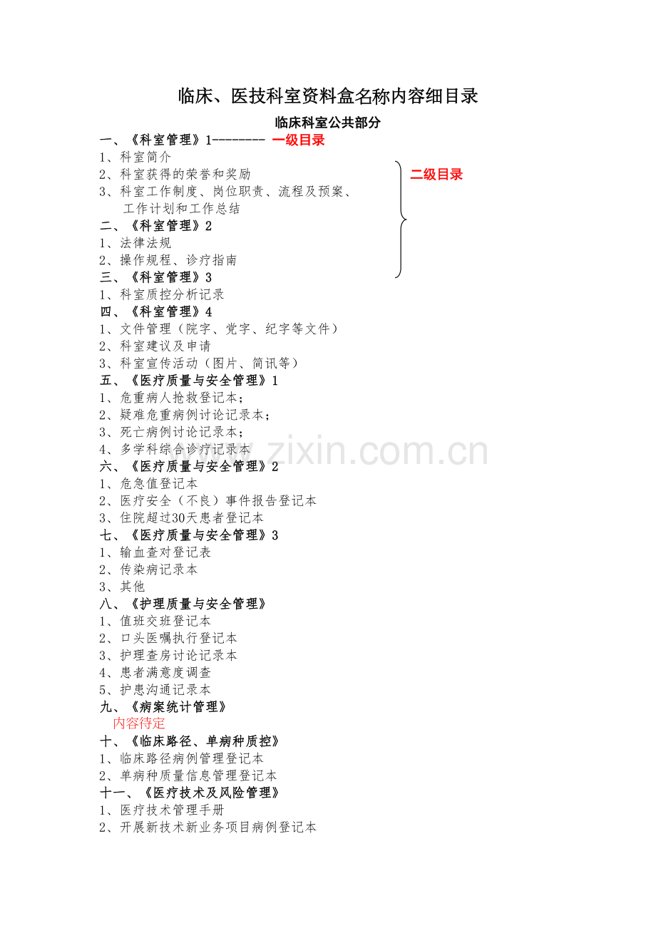 二级综合医院评审资料盒目录.docx_第1页