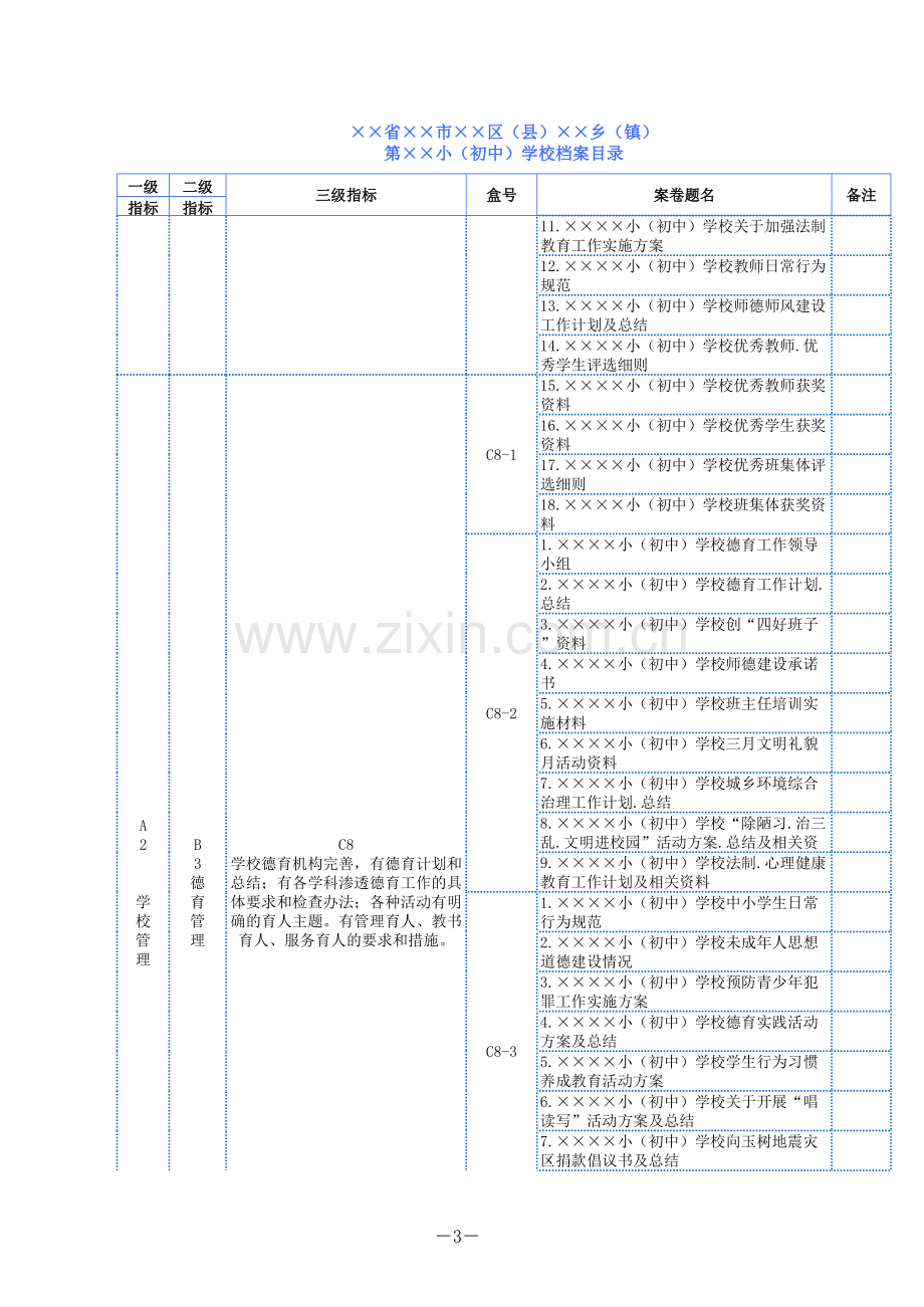 学校普九档案目录模板.xls_第3页