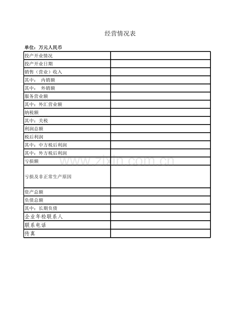 经营情况表模板.xls_第1页