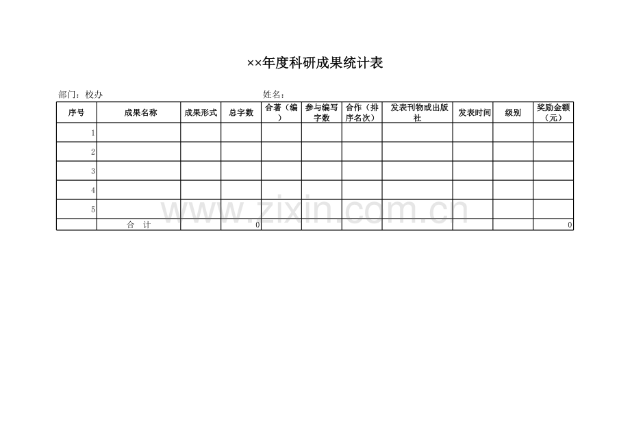 度科研成果统计表模板.xls_第1页