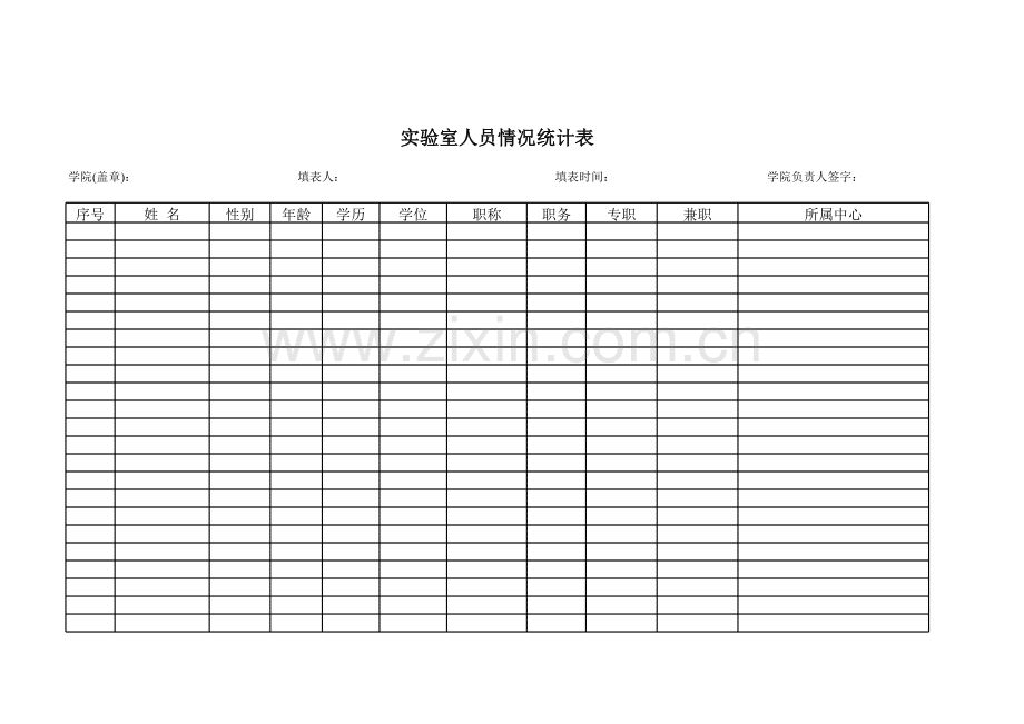 实验室人员结构情况统计表模板.xls_第1页