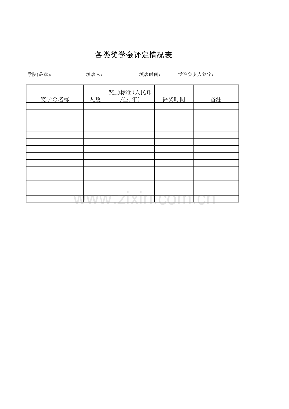 各类奖学金评定情况表模板.xls_第1页