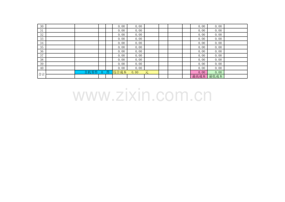 产品材料成本表模板.xls_第2页