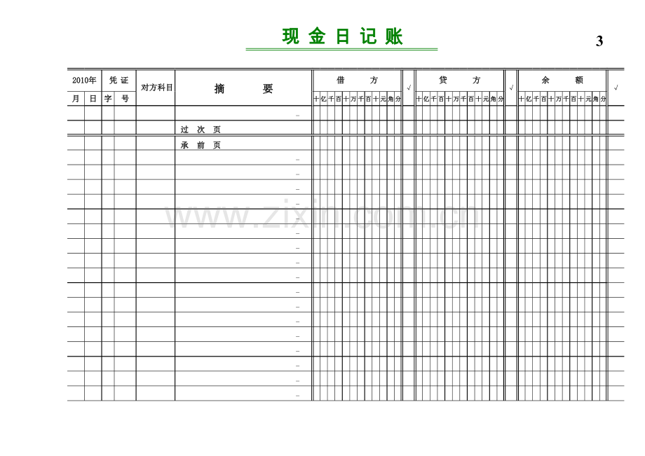 日记账格式模板.xls_第3页