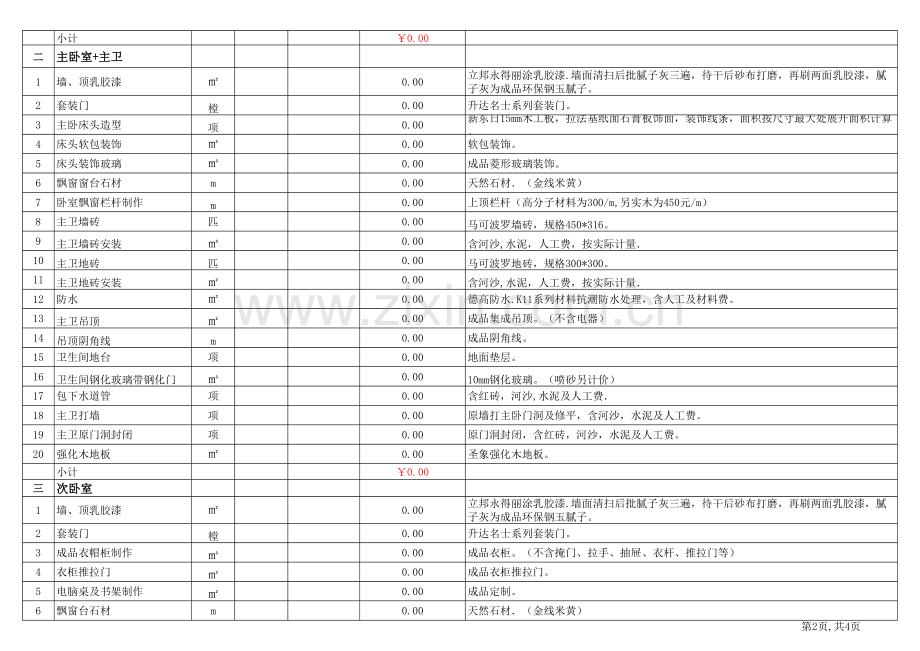 房屋装修公司工程预算表模板.xls_第2页