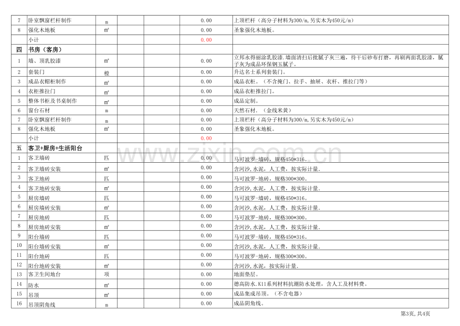 房屋装修公司工程预算表模板.xls_第3页