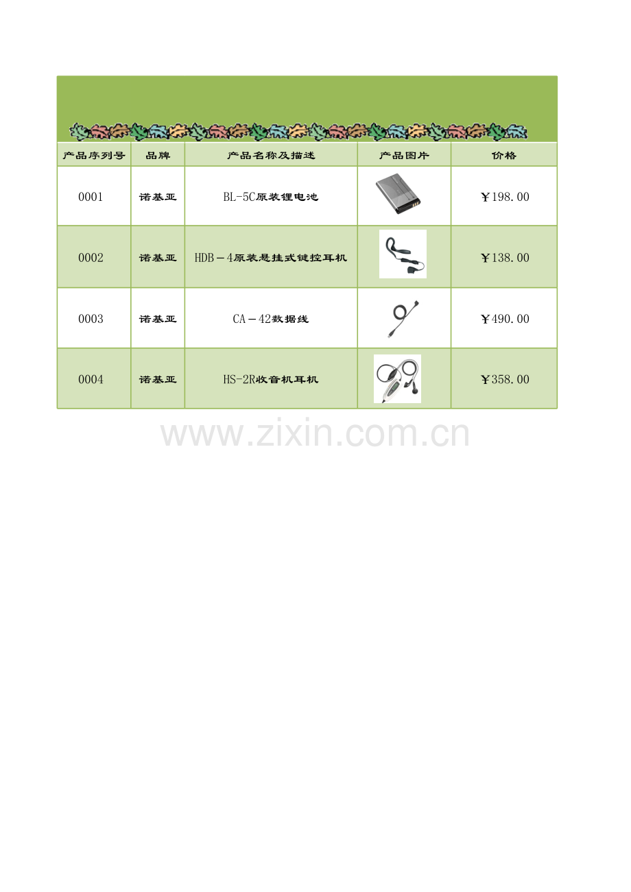 企业产品清单2模板.xls_第1页