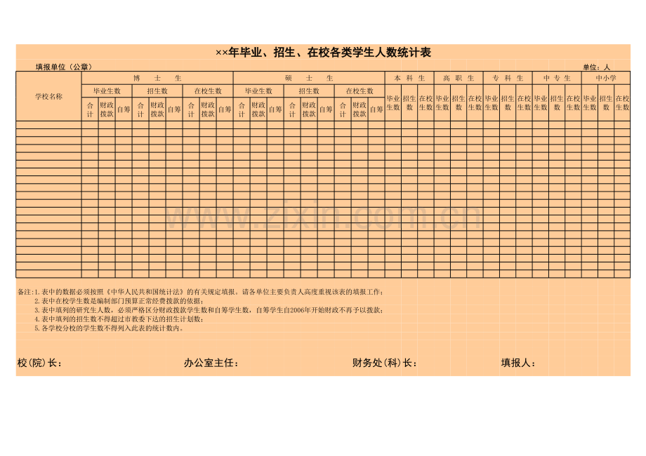 在校学生人数统计表模板.xls_第1页