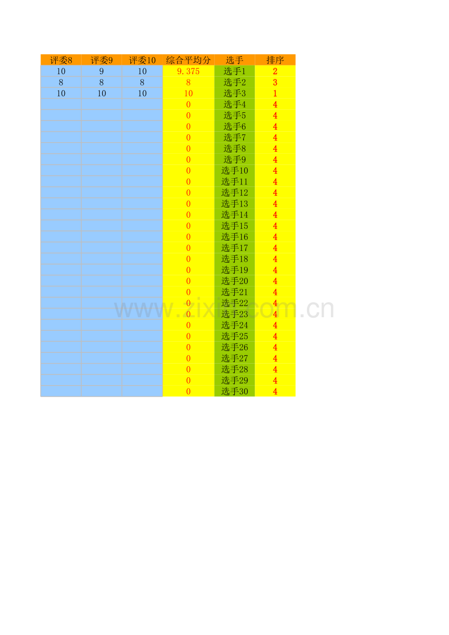 比赛评分模板.xls_第2页