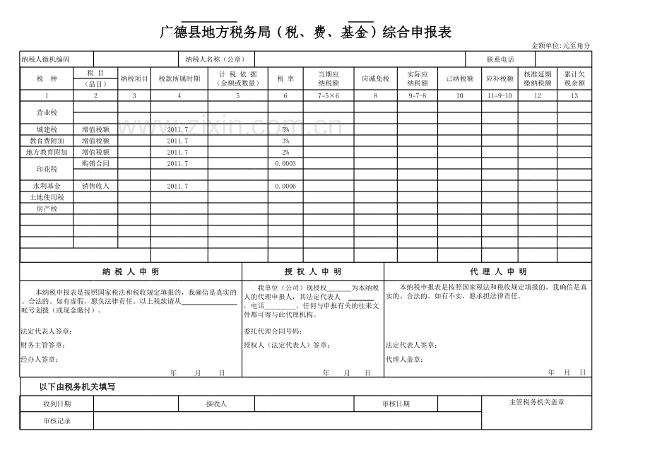 综合申报表模板.xls_第2页