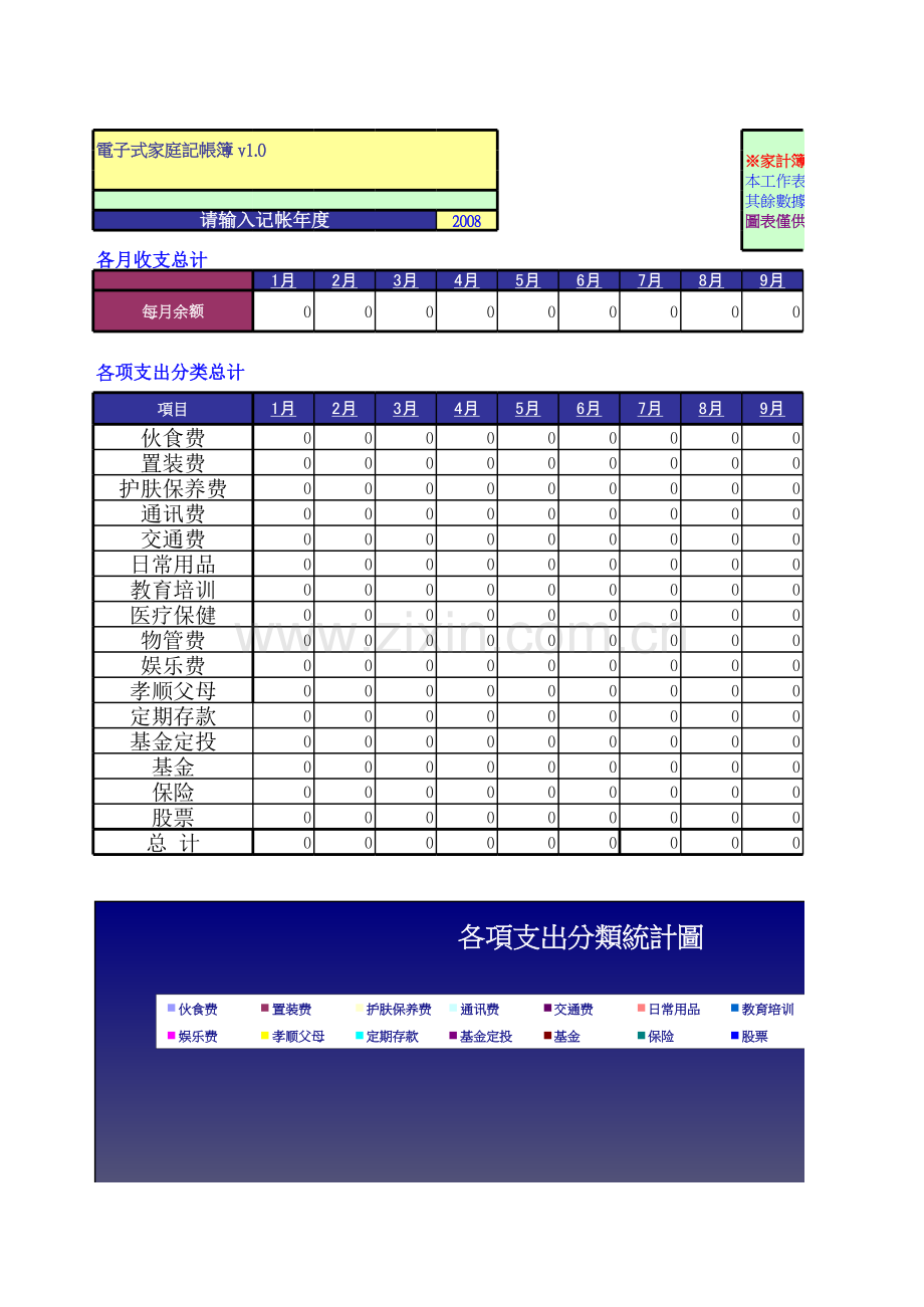 家庭账本模板.xls_第1页