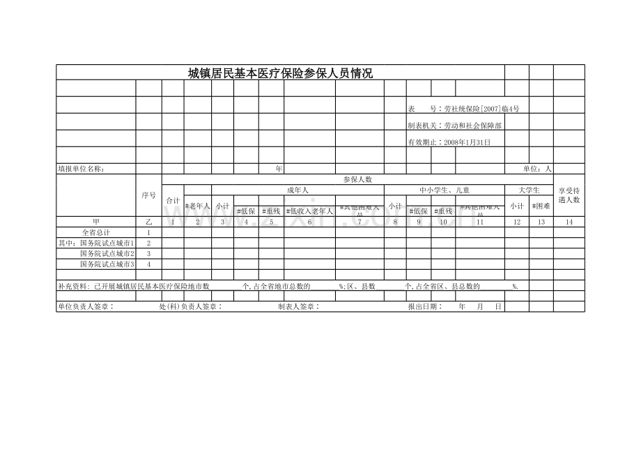 城镇居民基本医疗保险参保表模板.xls_第2页