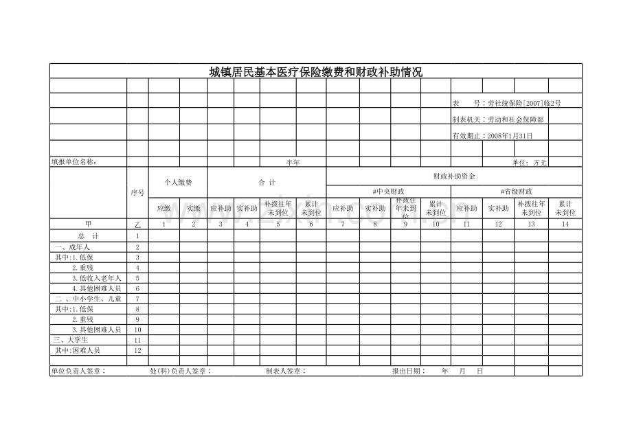 城镇居民基本医疗保险参保表模板.xls_第3页