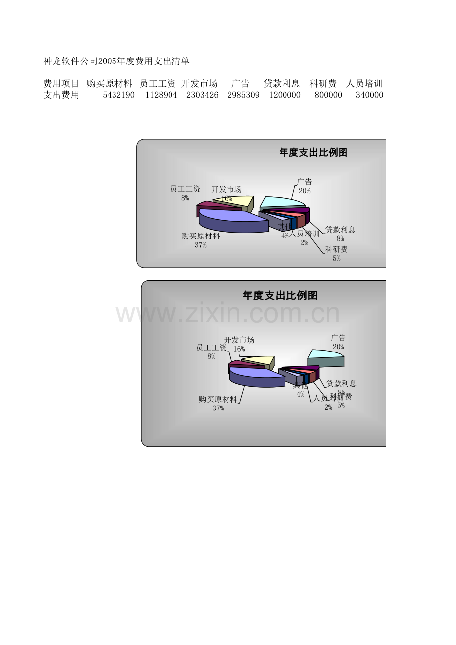 绘制年度支出比例图模板.xls_第1页