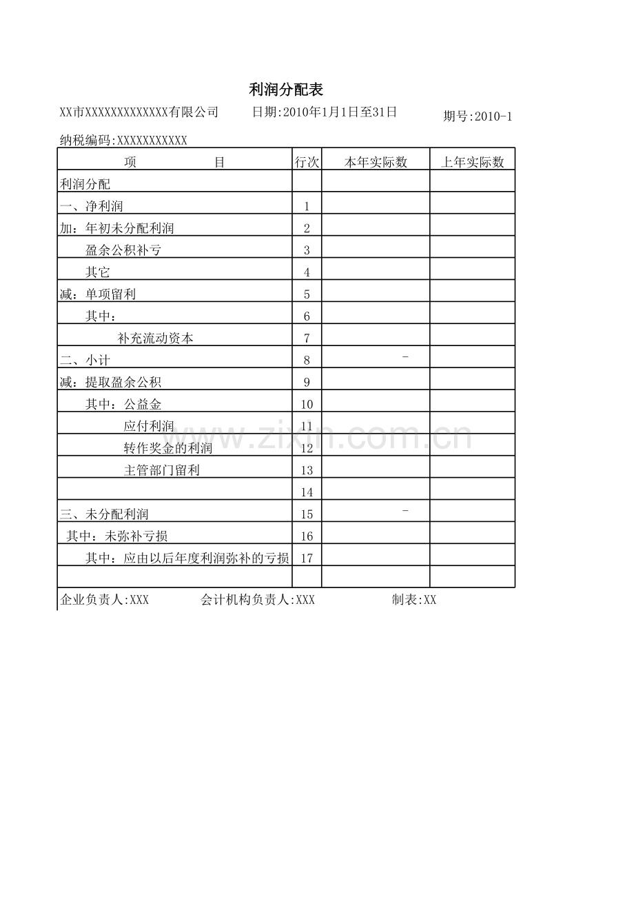 利润分配表模板.xls_第1页