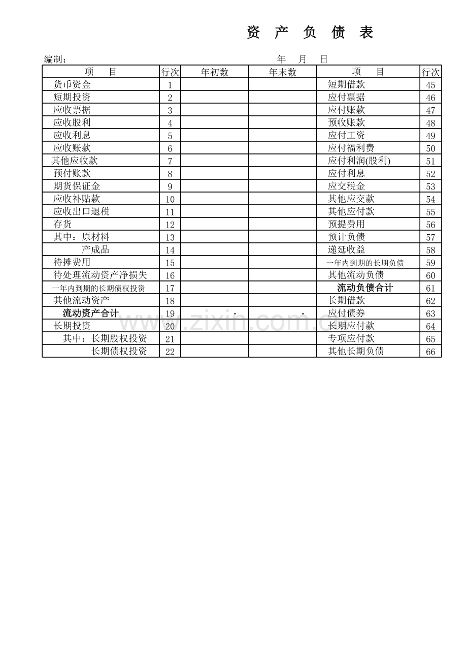 大型企业各类财务报表模板.xls_第1页