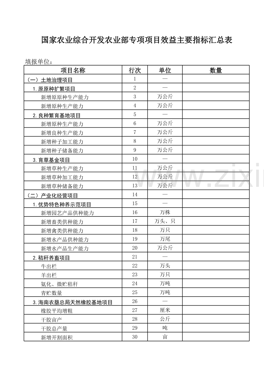 农业综合专项项目任务（效益）投资主要指标汇总表模板.xls_第2页