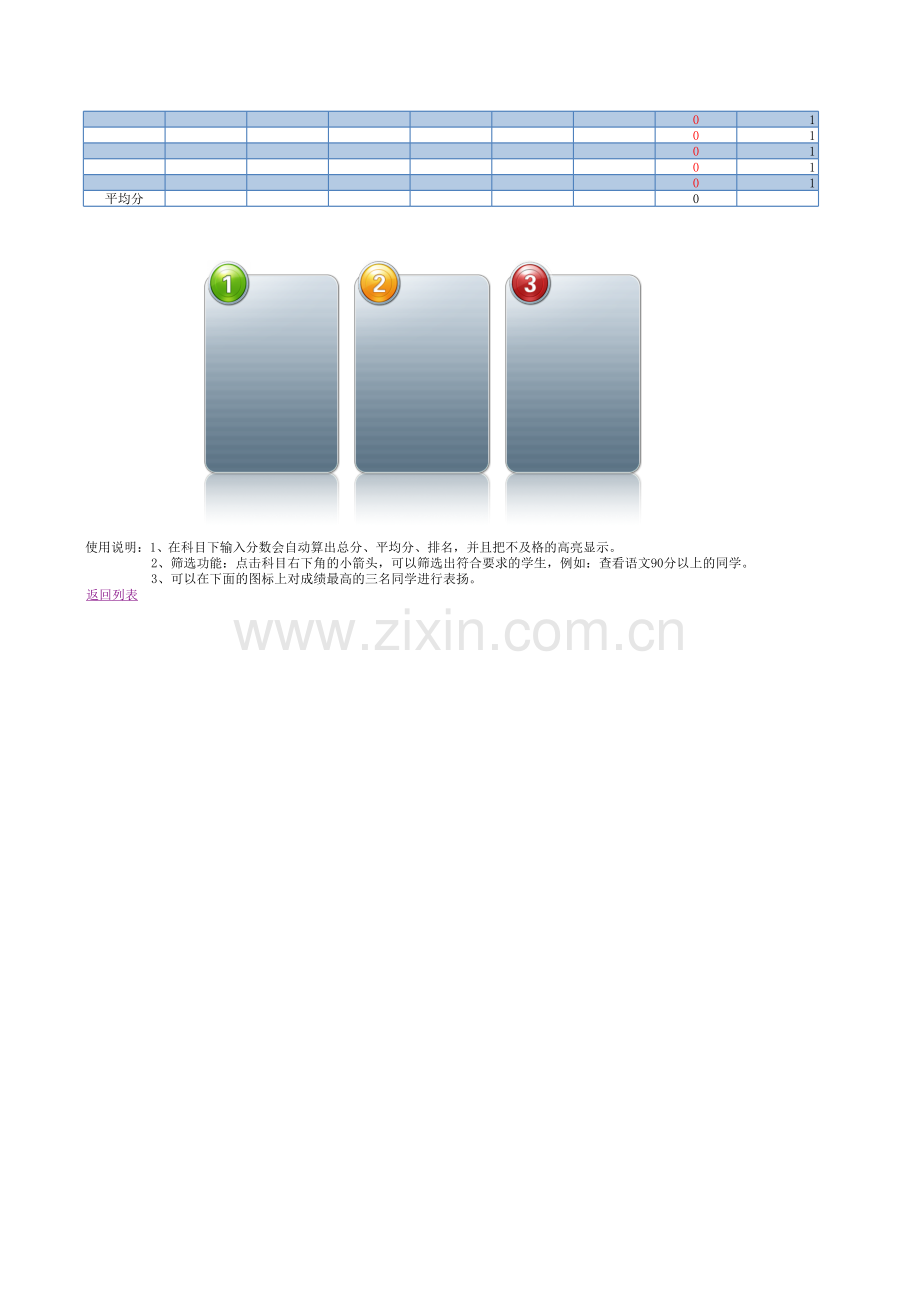 考试成绩列表模板.xls_第2页