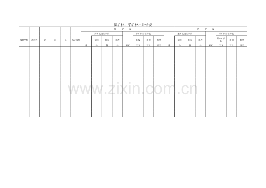 探矿权、采矿权出让情况模板.xls_第1页