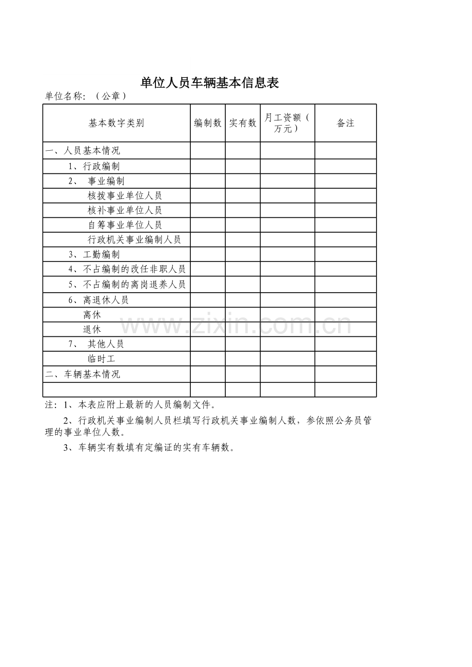 单位人员车辆基本信息表模板.xls_第1页