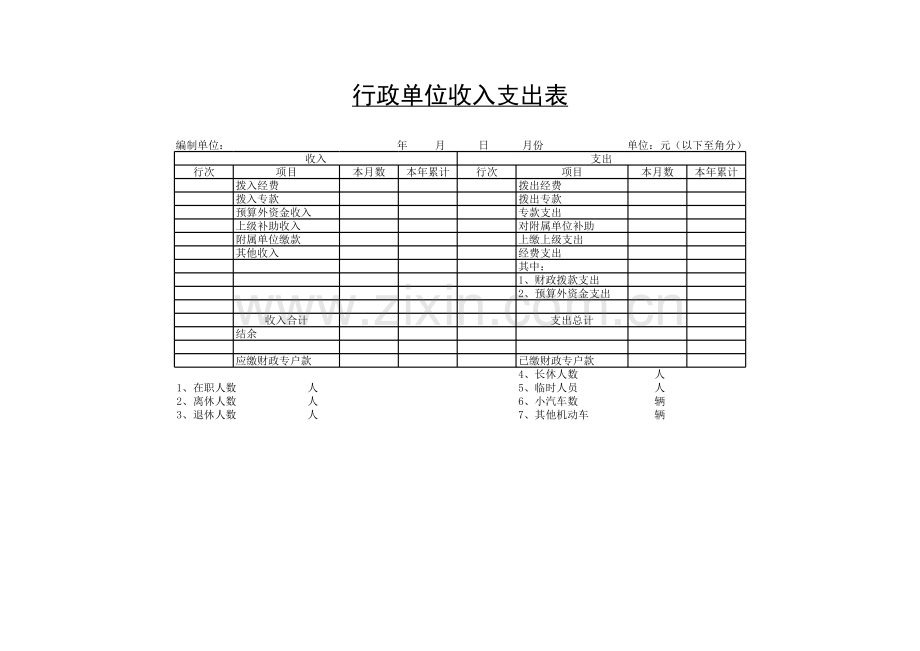 行政单位收入支出表2模板.xls_第1页