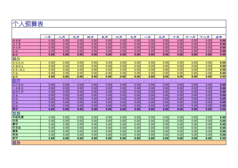 个人预算表模板.xls_第2页