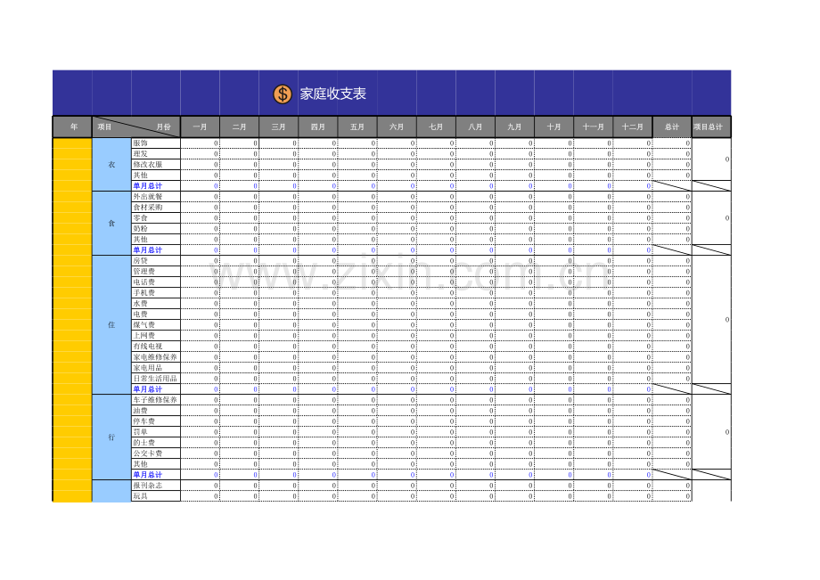 家庭收支表模板.xls_第1页