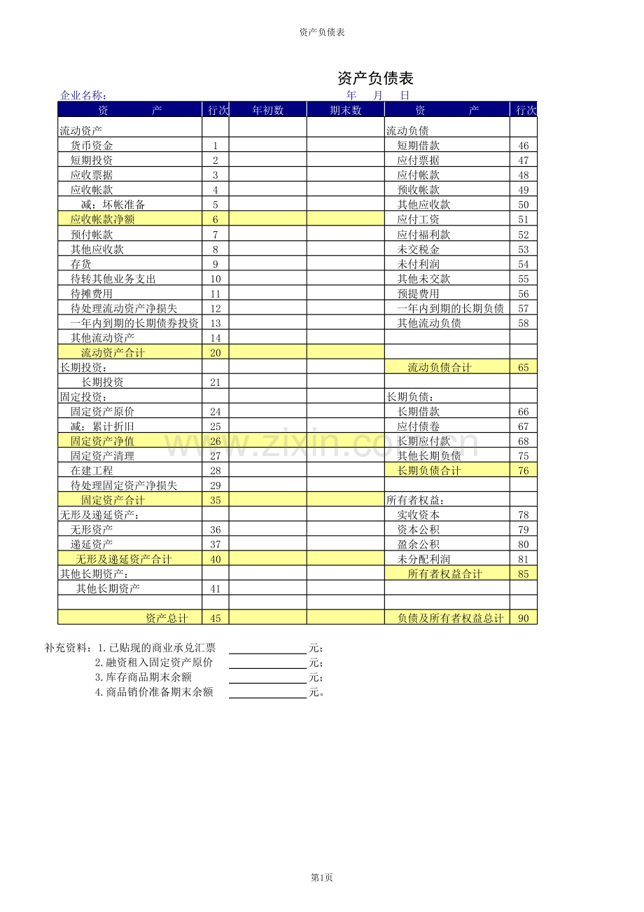 资产负债表1模板.xls_第1页