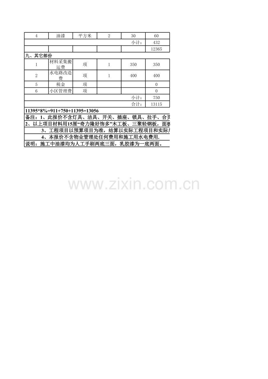 装饰装修有限公司预算表模板.xls_第3页