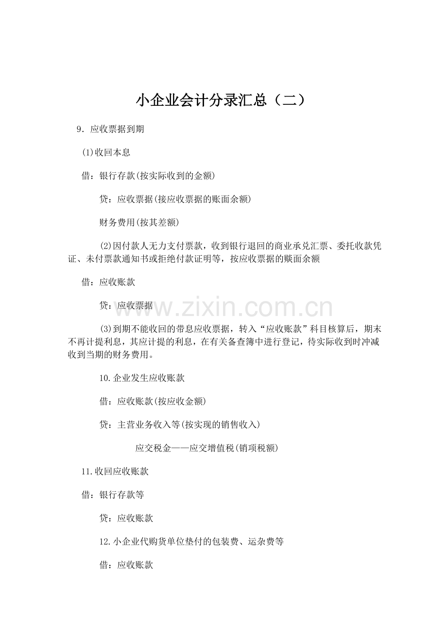 小企业会计分录汇总（二）.doc_第1页