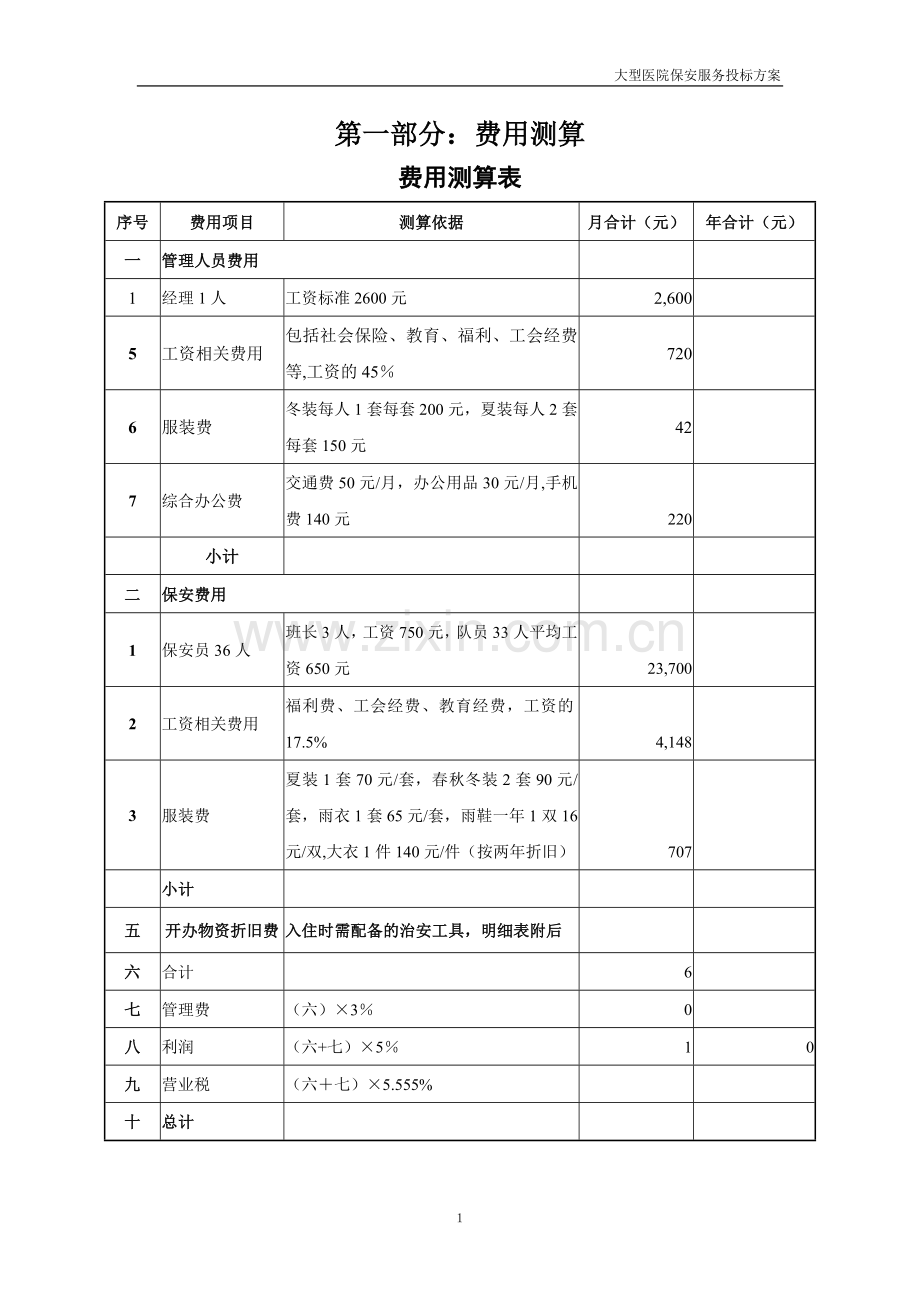 精品-医院保安服务投标书.doc_第1页