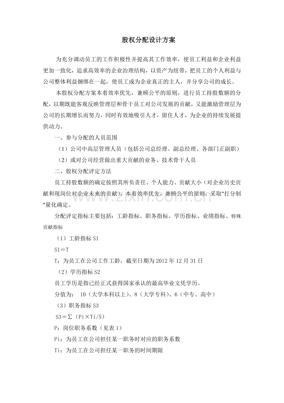 公司股权分配方案.doc_第1页